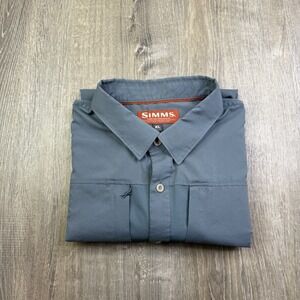 Simms Fishing Button Up Shirt Mens XL Solid Double Pocket Outdoor Long Sleeve